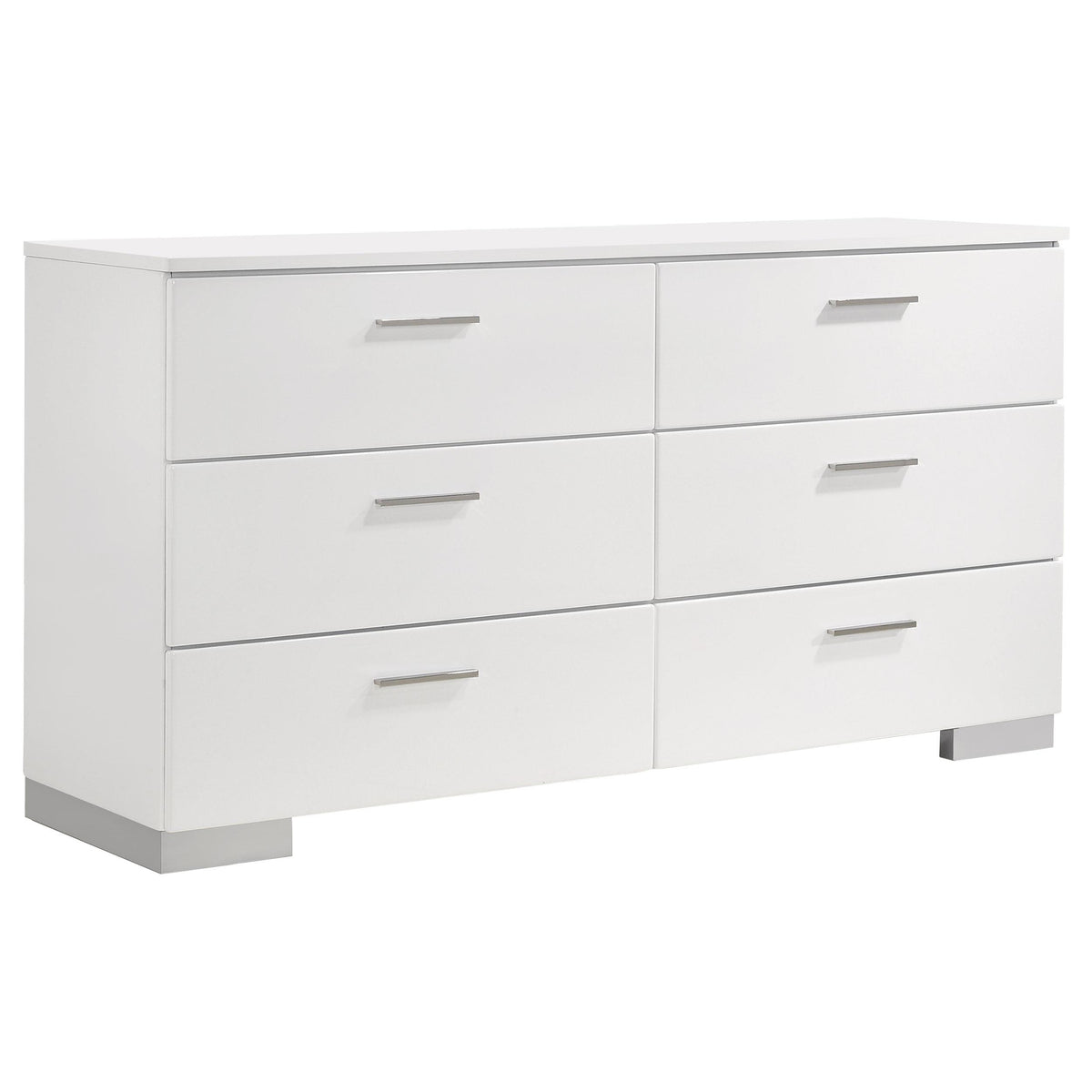 Felicity 6-drawer Dresser Glossy White  Half Price Furniture