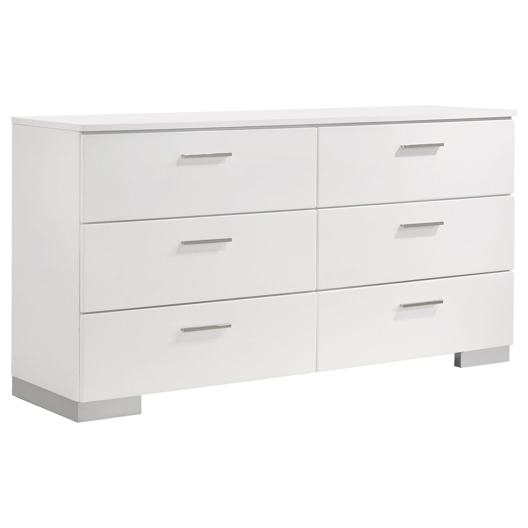 Felicity 6-drawer Dresser Glossy White  Half Price Furniture