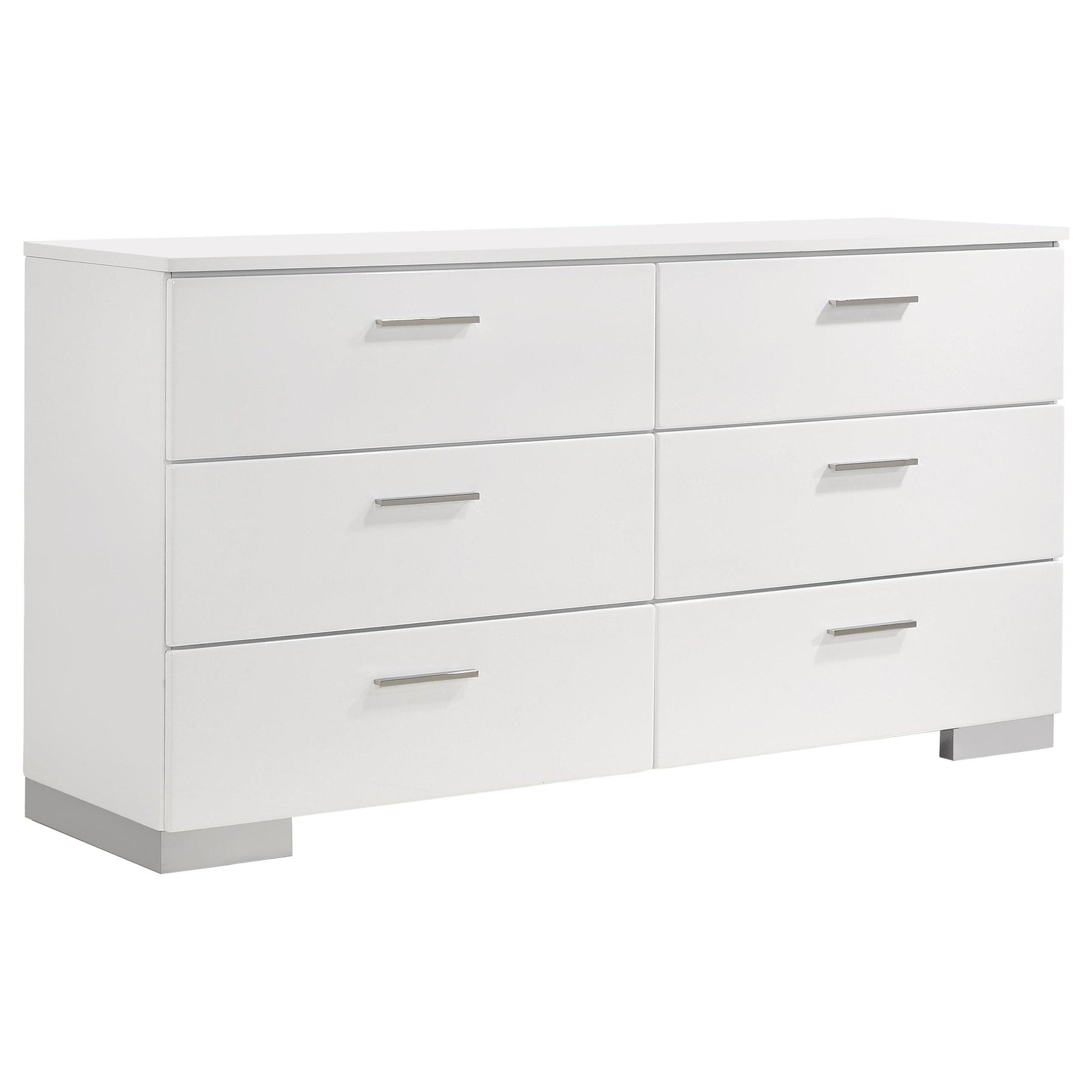 Felicity 6-drawer Dresser Glossy White Half Price Furniture