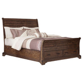 Elk Grove Eastern King Storage Bed Vintage Bourbon Half Price Furniture