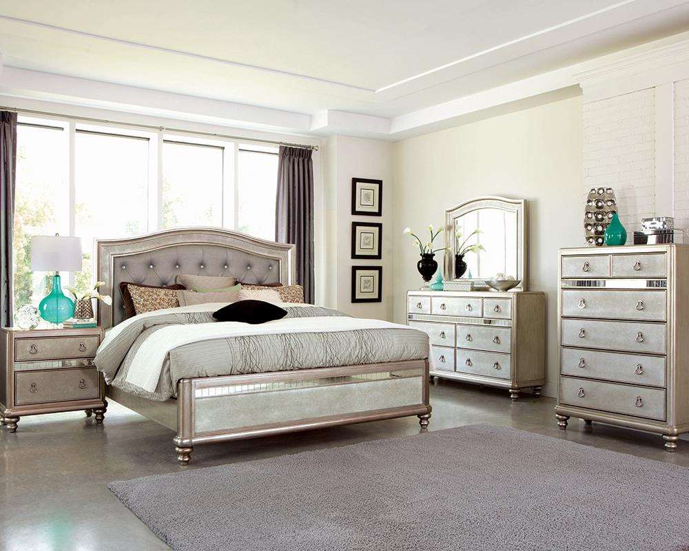 Bling Game Bedroom Set Metallic Platinum Half Price Furniture