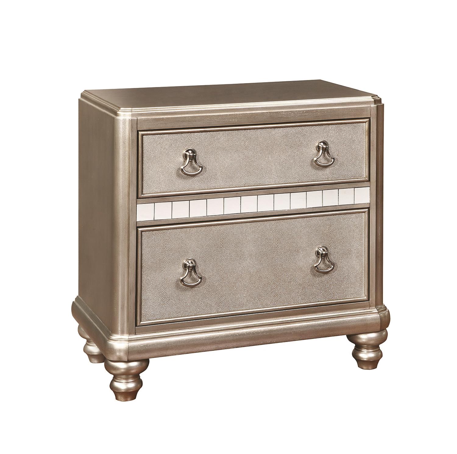 Bling Game 2-drawer Nightstand Metallic Platinum Half Price Furniture