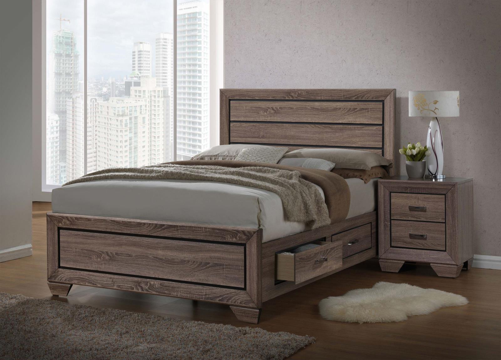 Kauffman Storage Bedroom Set with High Straight Headboard Half Price Furniture