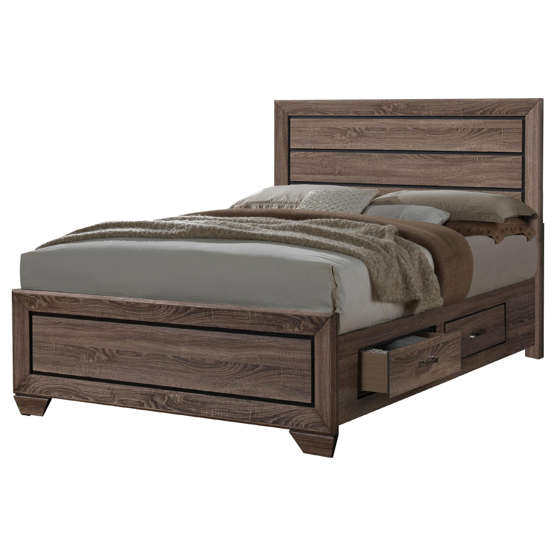 Kauffman Eastern King Storage Bed Washed Taupe Half Price Furniture