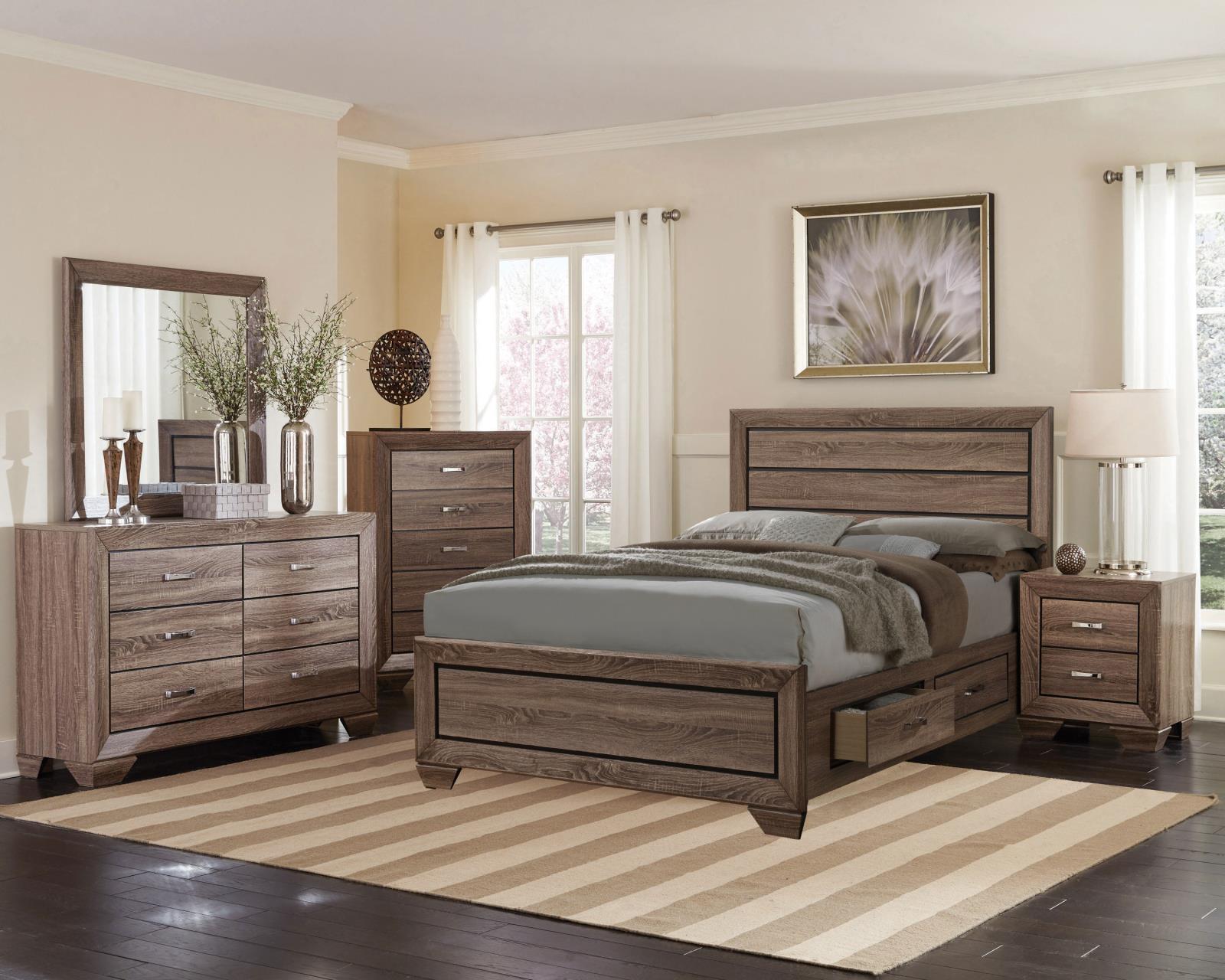 Kauffman Storage Bedroom Set with High Straight Headboard Half Price Furniture