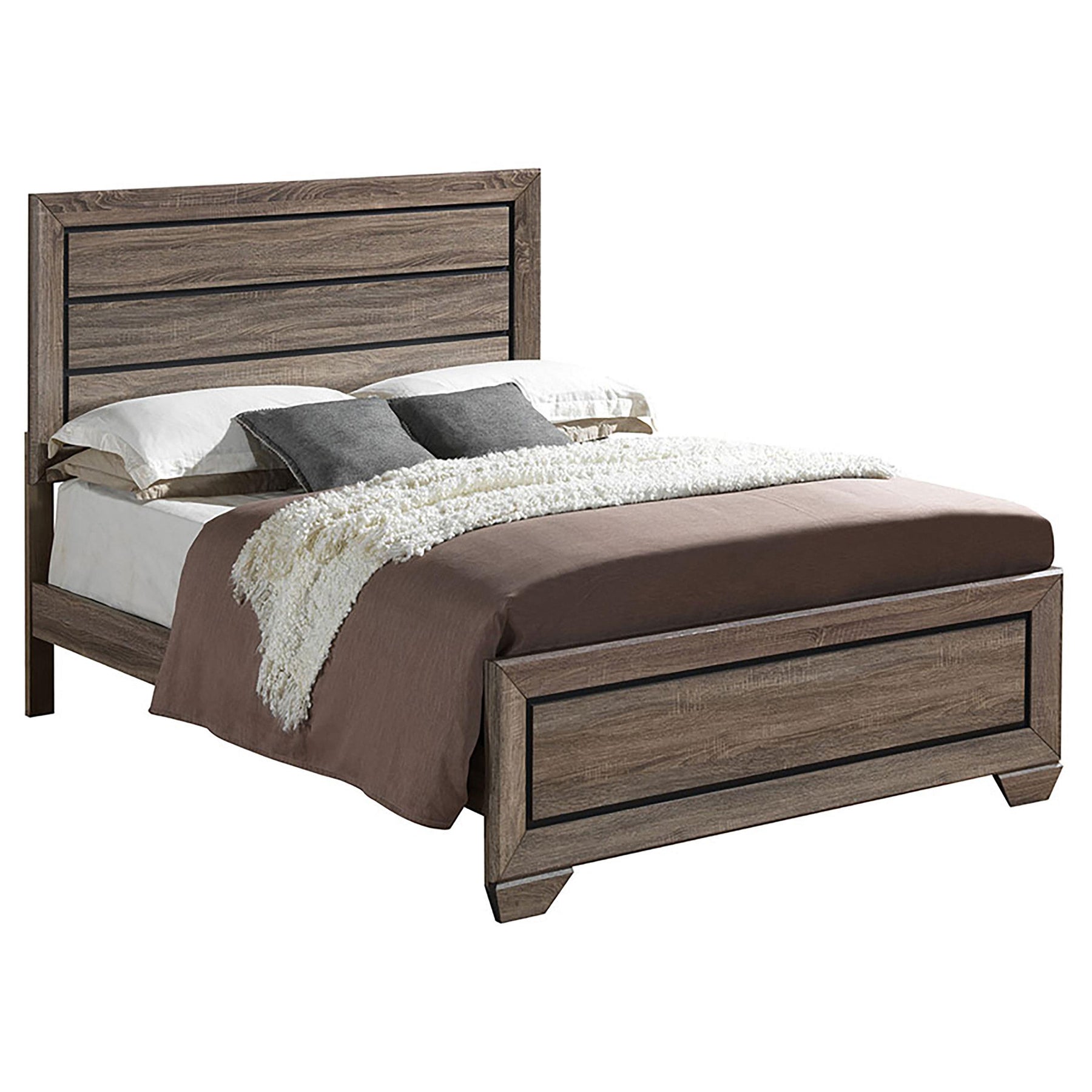 Kauffman Eastern King Panel Bed Washed Taupe Half Price Furniture