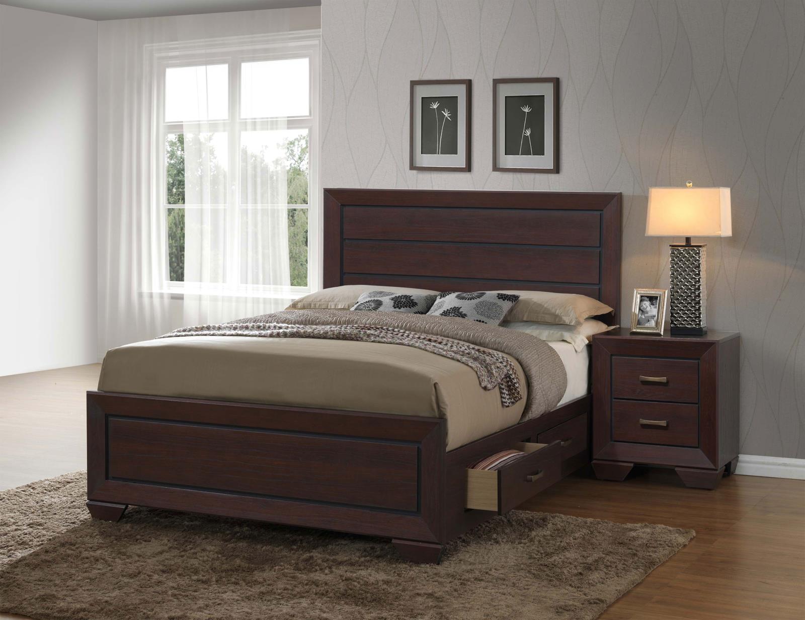 Kauffman Storage Bedroom Set with High Straight Headboard Half Price Furniture