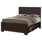 Kauffman Eastern King Storage Bed Dark Cocoa Half Price Furniture