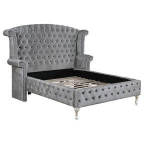 Deanna Queen Tufted Upholstered Bed Grey Half Price Furniture