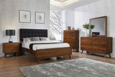 Robyn Bedroom Set with Upholstered Tufted Headboard Dark Walnut Half Price Furniture