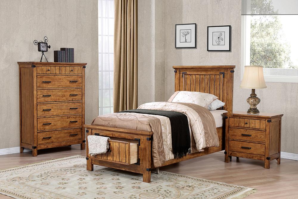 Brenner Storage Bedroom Set Rustic Honey  Half Price Furniture