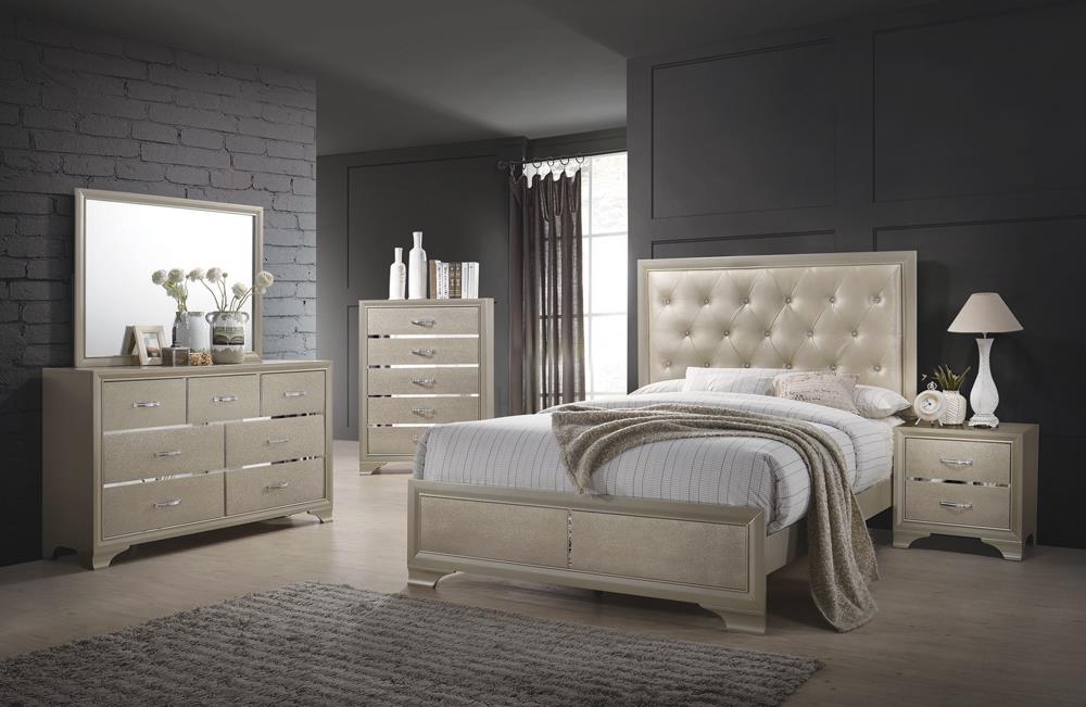 Beaumont Bedroom Set Metallic Champagne Half Price Furniture