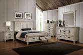 Franco 5-piece Eastern King Storage Bedroom Set Antique White Half Price Furniture