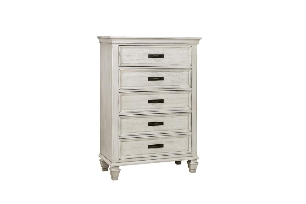 Franco 5-drawer Chest Antique White  Half Price Furniture