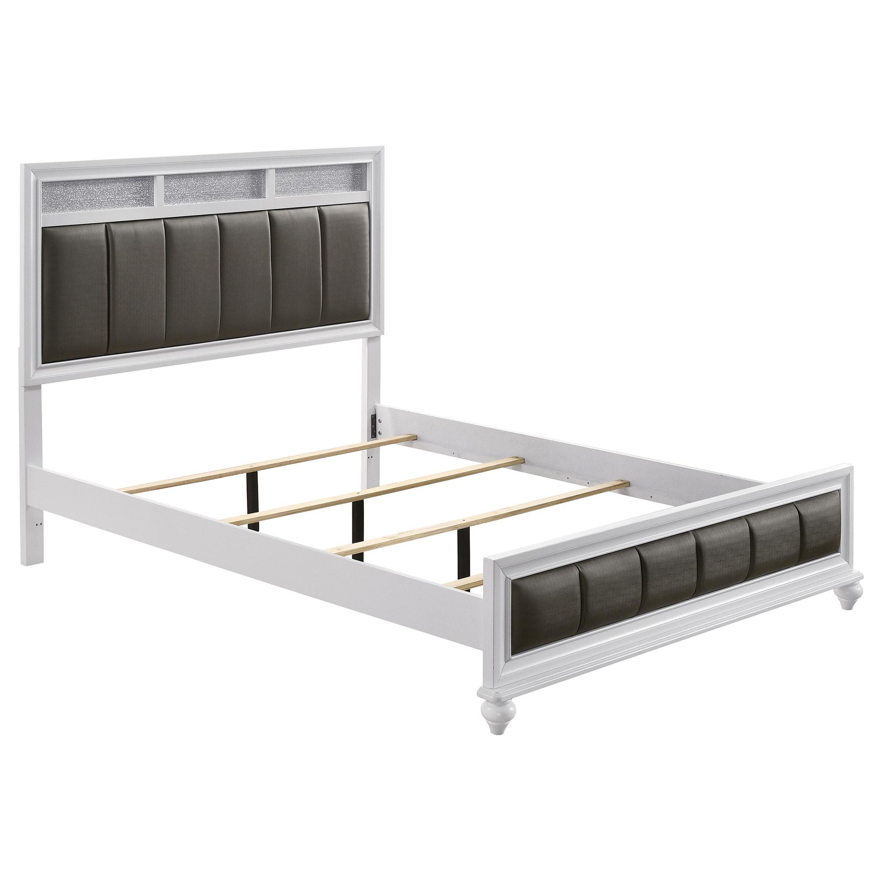 Barzini California King Upholstered Panel Bed White  Half Price Furniture