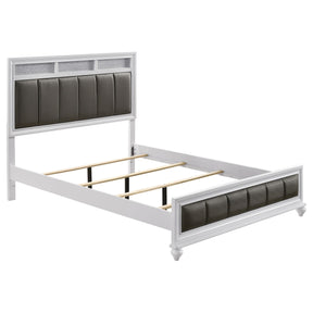 Barzini California King Upholstered Panel Bed White Half Price Furniture