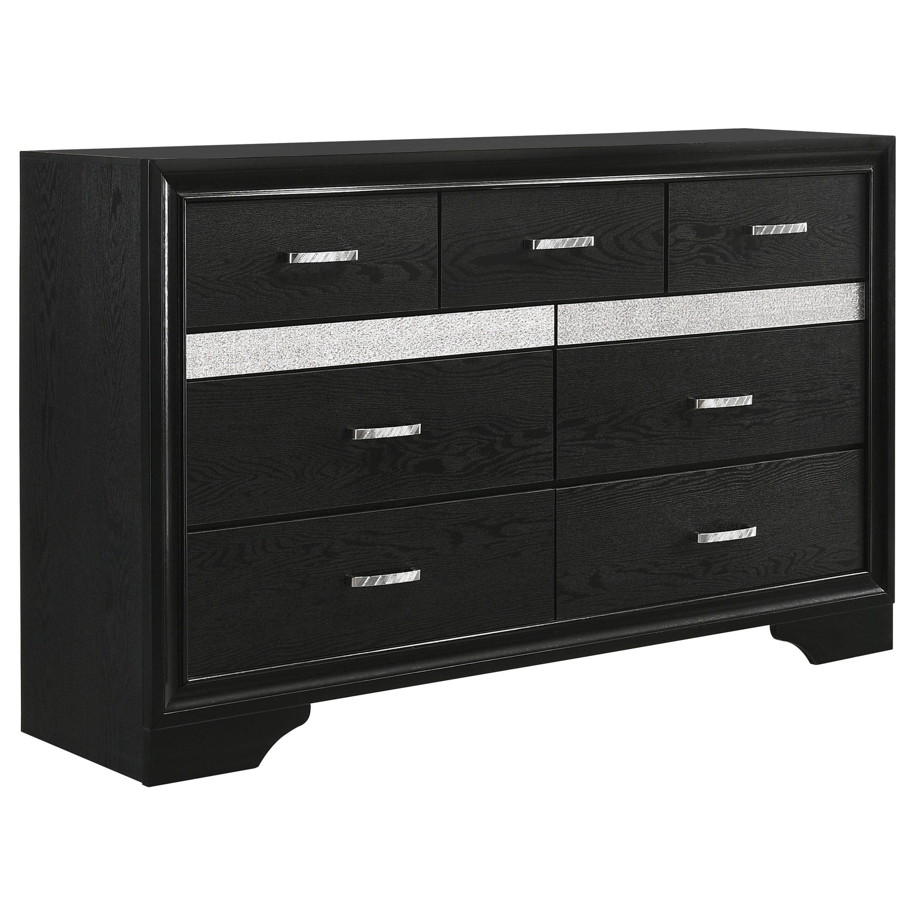 Miranda 7-drawer Dresser Black and Rhinestone Half Price Furniture