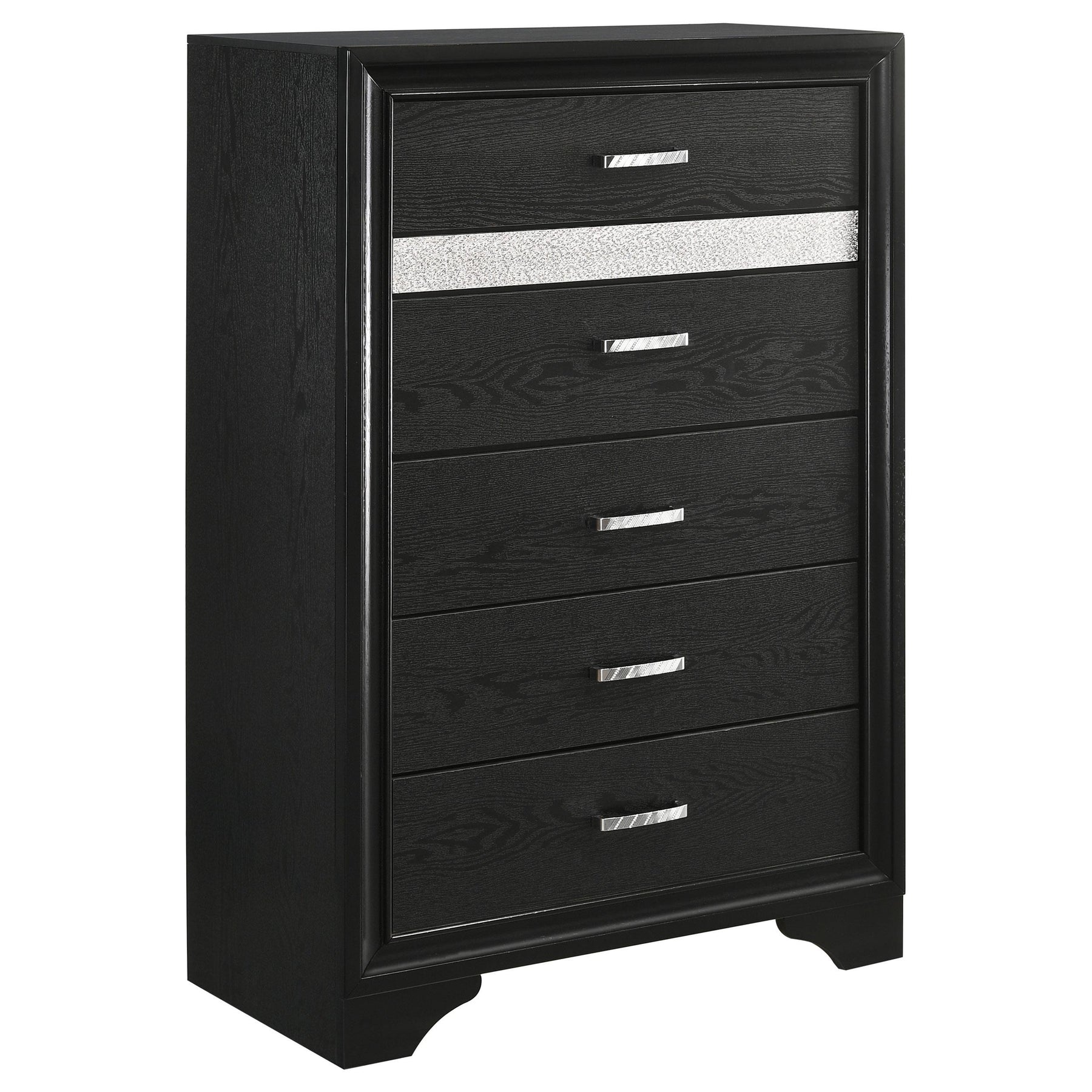 Miranda 5-drawer Chest Black and Rhinestone Half Price Furniture