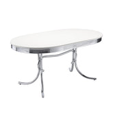 Retro Oval Dining Table Glossy White and Chrome Half Price Furniture