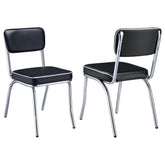 Retro Open Back Side Chairs Black and Chrome (Set of 2) Half Price Furniture