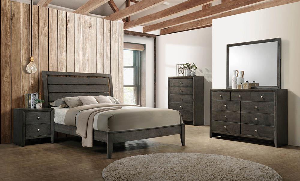 Serenity 5-piece Twin Sleigh Bedroom Set Mod Grey  Half Price Furniture