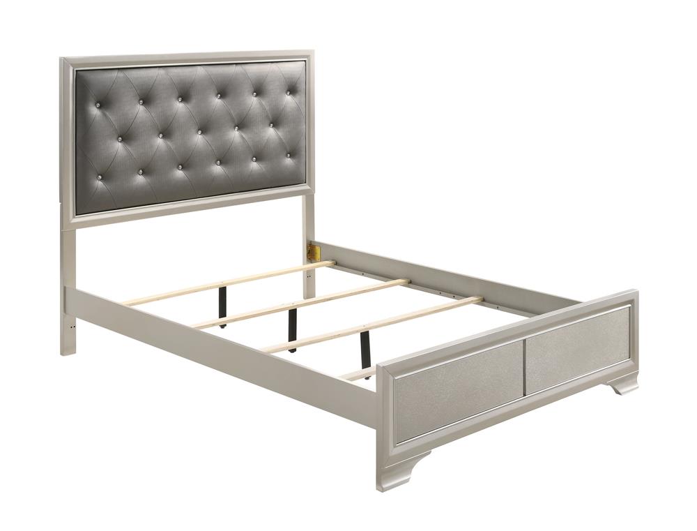 Salford Queen Panel Bed Metallic Sterling and Charcoal Grey Half Price Furniture