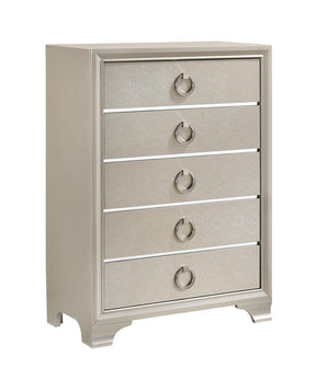 Salford 5-drawer Chest Metallic Sterling Half Price Furniture