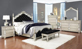 Heidi 4-piece Eastern King Tufted Upholstered Bedroom Set Metallic Platinum Half Price Furniture