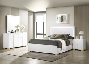 Marceline Bedroom Set with LED Headboard White - Half Price Furniture