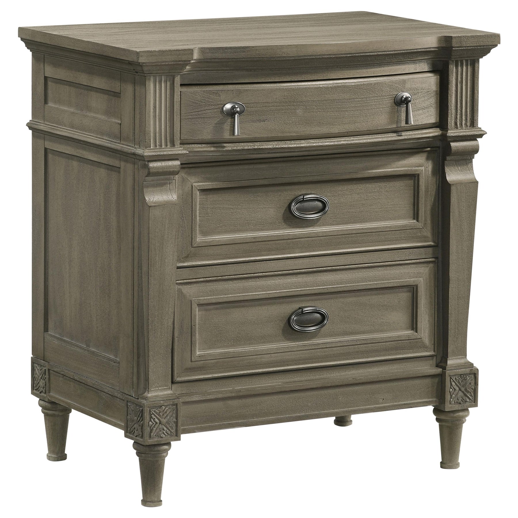 Alderwood 3-drawer Nightstand French Grey Half Price Furniture