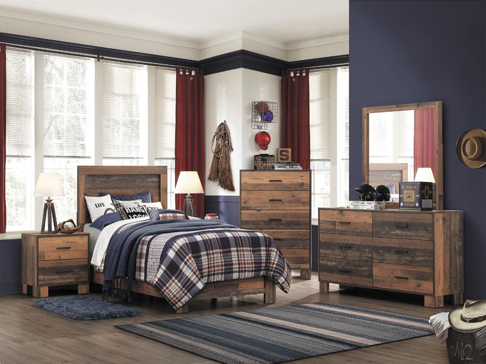 Sidney 4-piece Twin Panel Bedroom Set Rustic Pine  Half Price Furniture