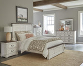 Hillcrest 5-piece Eastern King Panel Bedroom Set White and Dark Rum Half Price Furniture