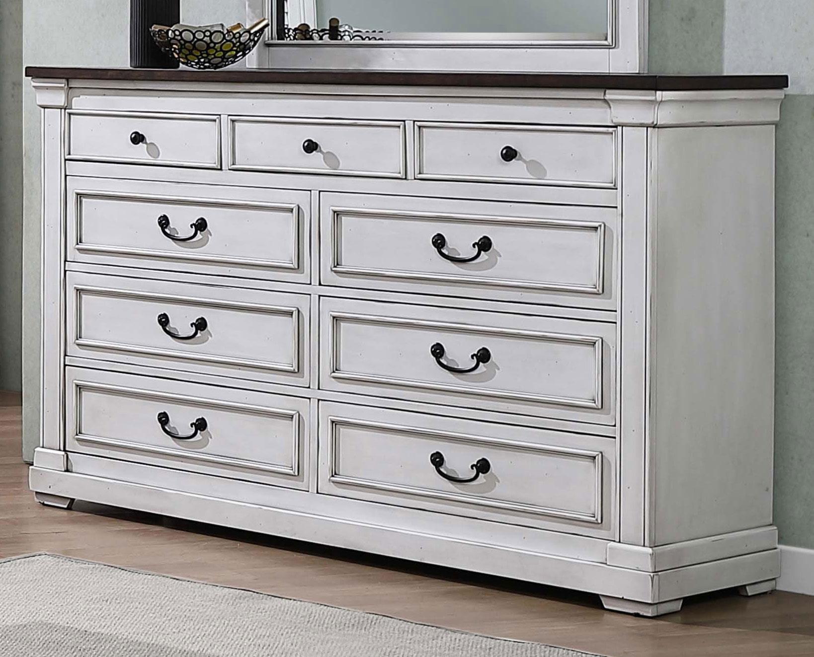 Hillcrest 9-drawer Dresser Dark Rum and White Half Price Furniture