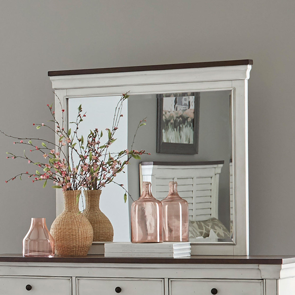 Hillcrest Rectangular Dresser Mirror Dark Rum and White Half Price Furniture