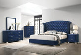 Melody 4-piece California King Tufted Upholstered Bedroom Set Pacific Blue Half Price Furniture