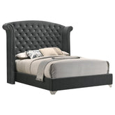 Melody Eastern King Wingback Upholstered Bed Grey Half Price Furniture