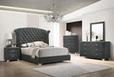 Melody 4-piece Queen Tufted Upholstered Bedroom Set Grey Half Price Furniture