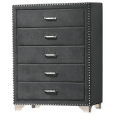 Melody 5-drawer Upholstered Chest Grey Half Price Furniture