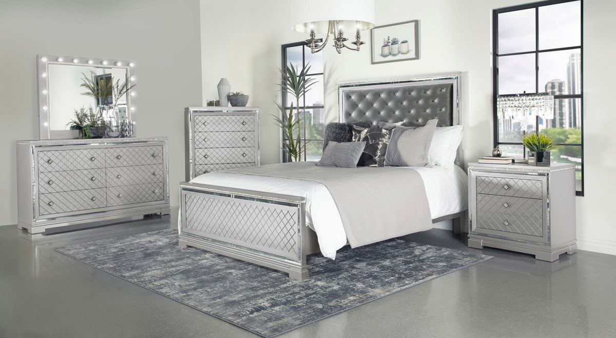 Eleanor Upholstered Tufted Bedroom Set Metallic - Half Price Furniture