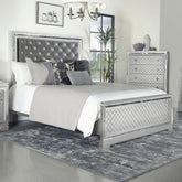 Eleanor Upholstered Tufted Bed Metallic Half Price Furniture