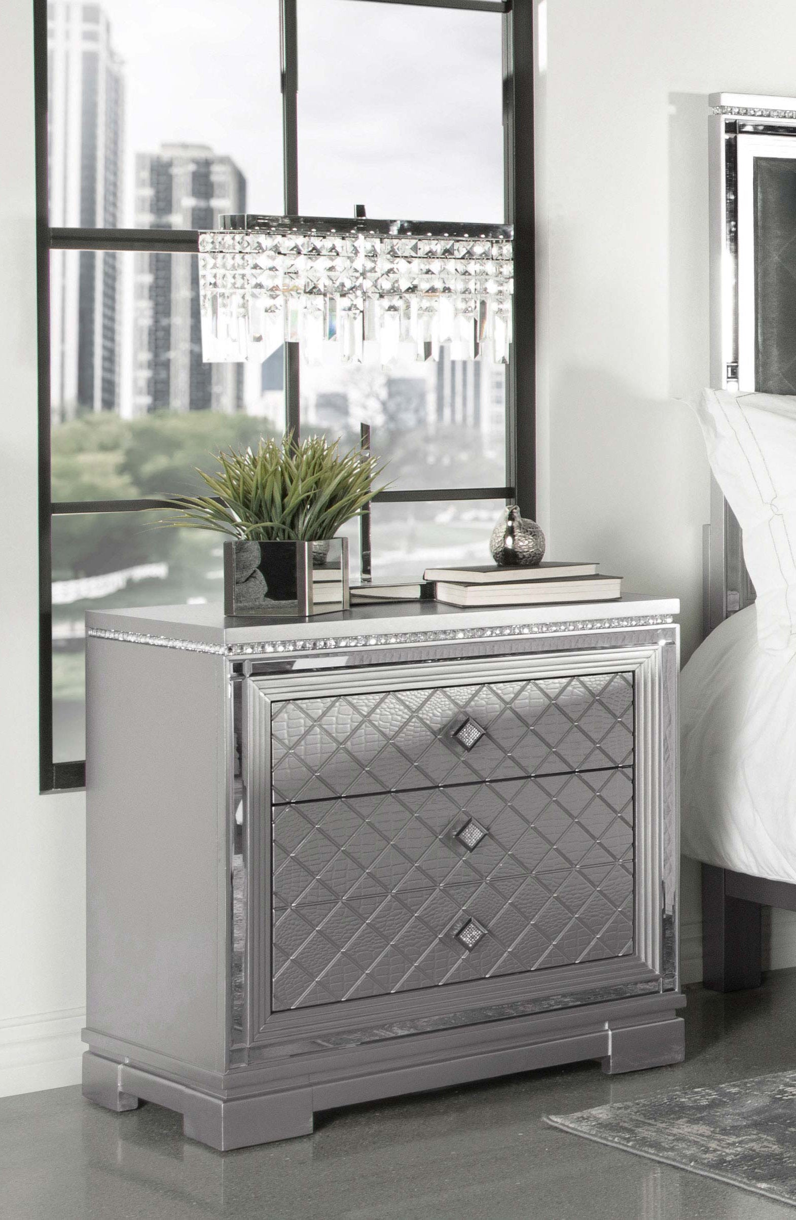 Eleanor Rectangular 2-drawer Nightstand Metallic Half Price Furniture