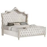 Antonella Upholstered Tufted Eastern King Bed Ivory and Camel Half Price Furniture