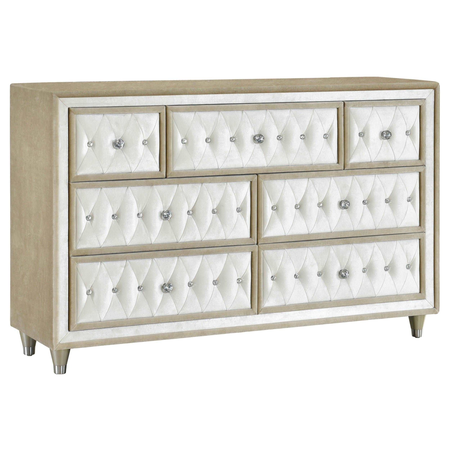 Antonella 7-drawer Upholstered Dresser Ivory and Camel Half Price Furniture