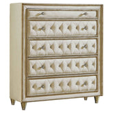 Antonella 5-drawer Upholstered Chest Ivory and Camel Half Price Furniture