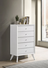 Janelle 5-drawer Chest White Half Price Furniture