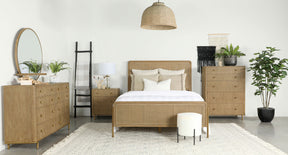 Arini 4-piece Upholstered Queen Bedroom Set Sand Wash Half Price Furniture