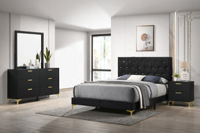 Kendall Tufted Panel Bedroom Set Black and Gold Half Price Furniture