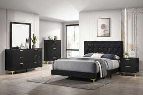 Kendall Tufted Panel Bedroom Set Black and Gold - Half Price Furniture