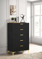 Kendall 5-drawer Chest Black and Gold Half Price Furniture