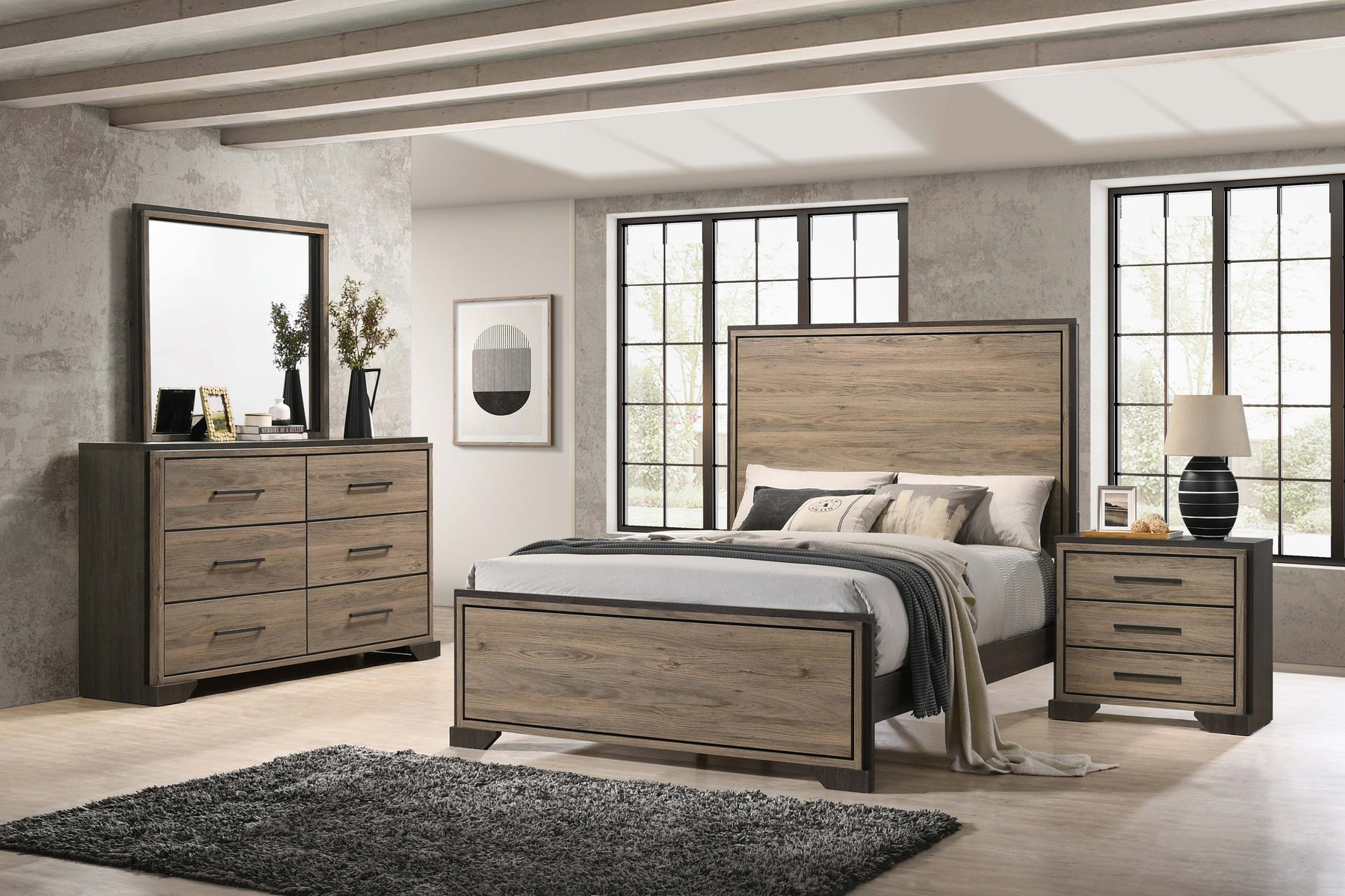 Baker Bedroom Set Brown and Light Taupe - Half Price Furniture